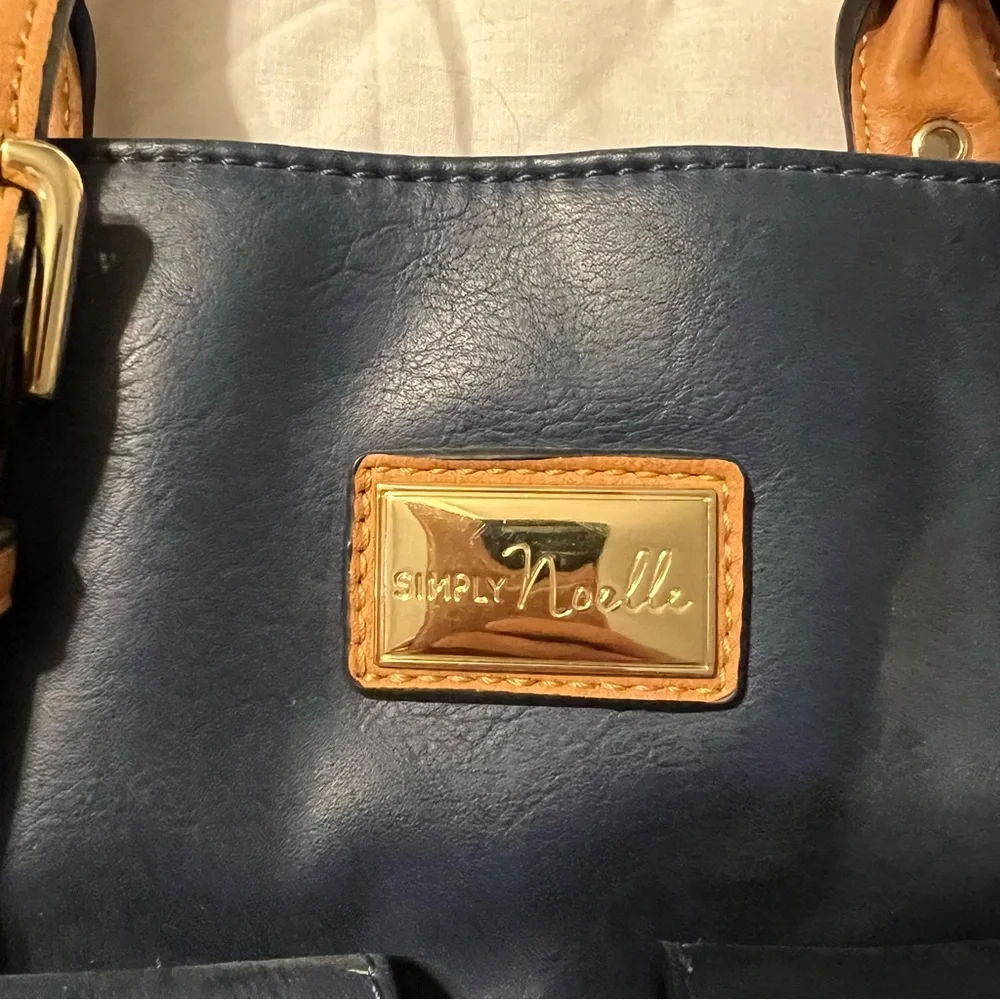 Large Satchel Simply Noelle‎ Bag Navy Blue And Tan